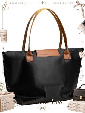 Foldable Nylon Tote Bag Large Travel Work Laptop Shoulder Handbag